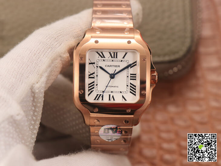 Cartier De Santos WSSA0010 BV Factory 18K Rose Gold White Dial