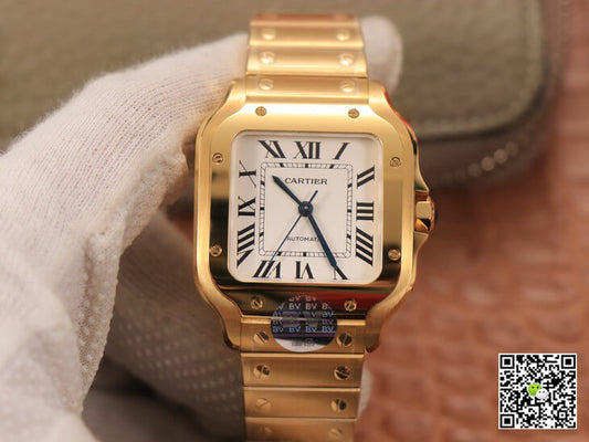 Cartier De Santos WSSA0010 BV Factory 18K Gold White Dial