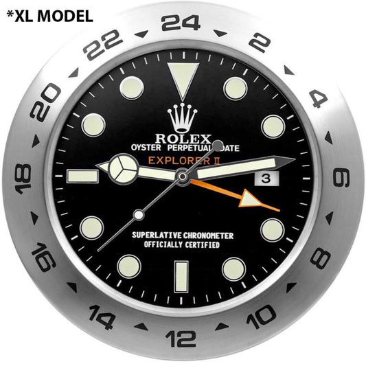 EXPLORER 2 – “XL” BLACK DIAL – BRL-35 DELUXE METAL WALL CLOCK