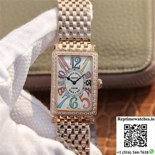 Franck Muller Long Island 952 Ladies Abf Factory Rose Gold With Diamonds-Rep Time Watches