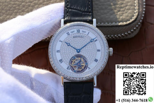 Breguet Classique Ultra-Thin Tourbillon Stainless Steel Diamond Dial-Rep Time Watches