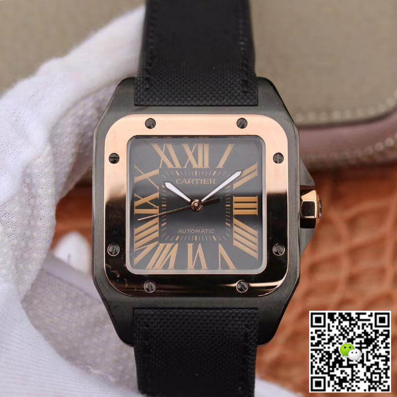 Cartier De Santos 100th Anniversary W2020009 RB Factory 18K Rose Gold Black Dial