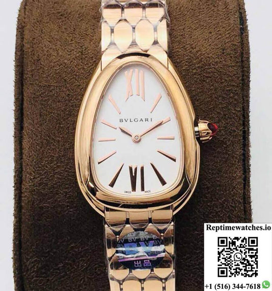 Bvlgari Serpenti 103145 Bv Factory Rose Gold White Dial-Rep Time Watches
