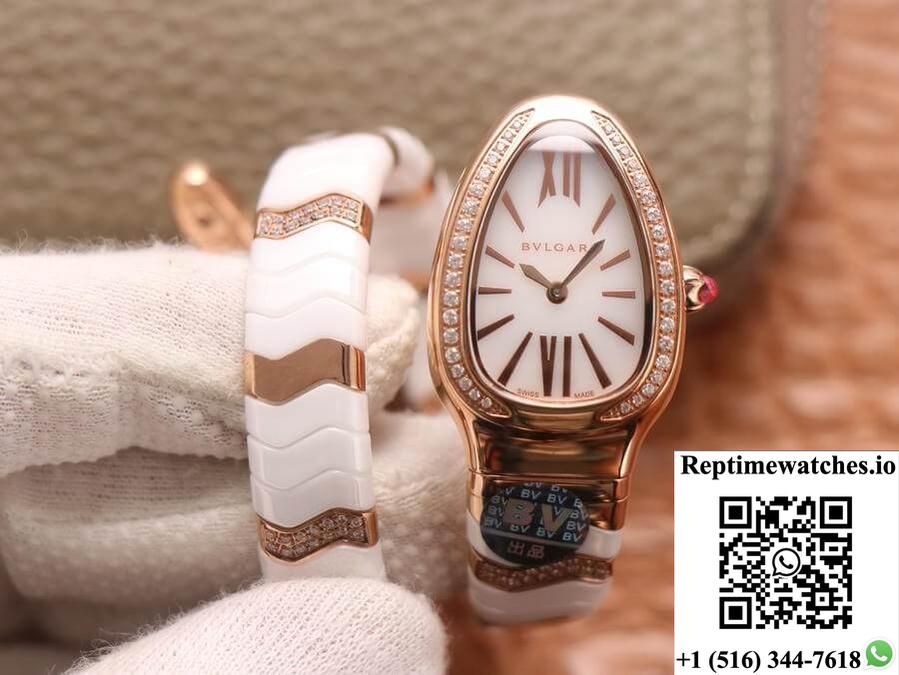 Bvlgari Serpenti 102202 Bv Factory Rose Gold White Dial-Rep Time Watches