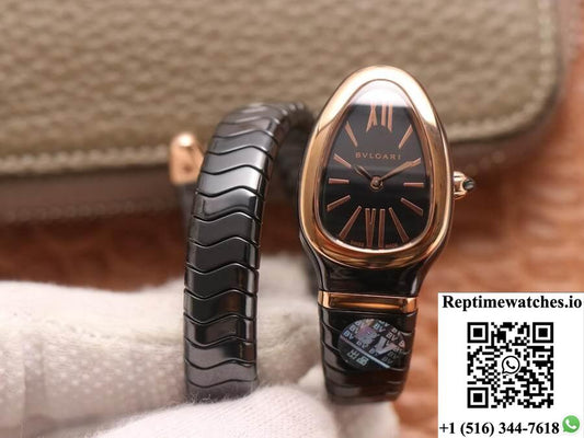 Bvlgari Serpenti 102735 Bv Factory Rose Gold Black Dial-Rep Time Watches