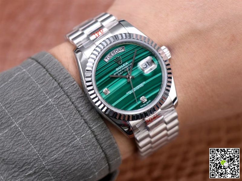 Rolex President Day Date 18038 Malachite Green Diamond Dial