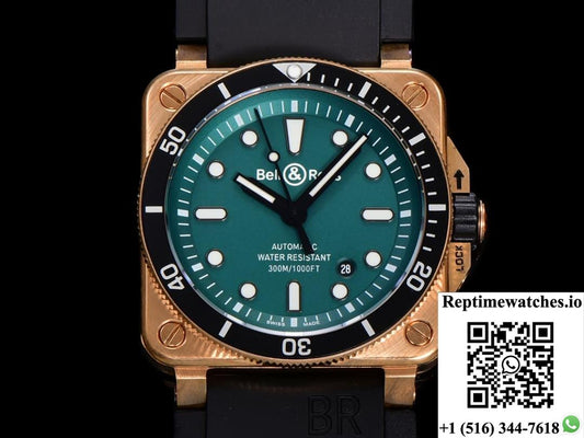 Bell & Ross Instruments BR0392-D-LT-BR-SRB BR factory rubber strap