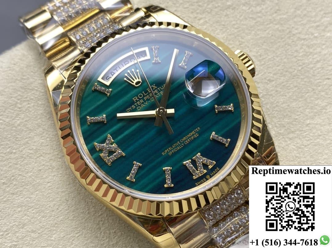 Rolex Day-Date 128238-0048 8+ Factory Malachite Dial