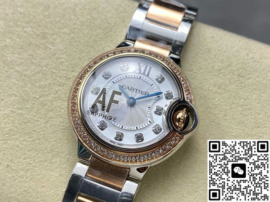 Cartier Blue Balloon W3BB0025 AF Factory with Diamond Hour Markers