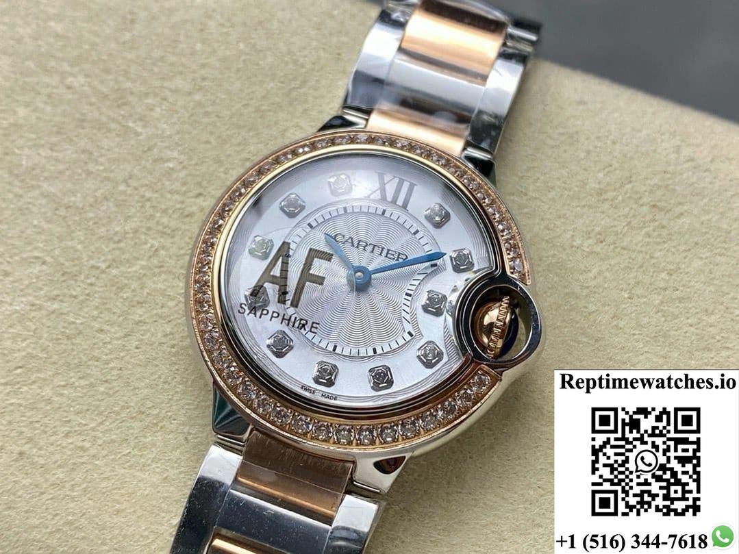 Cartier Blue Balloon W3BB0025 AF Factory with Diamond Hour Markers