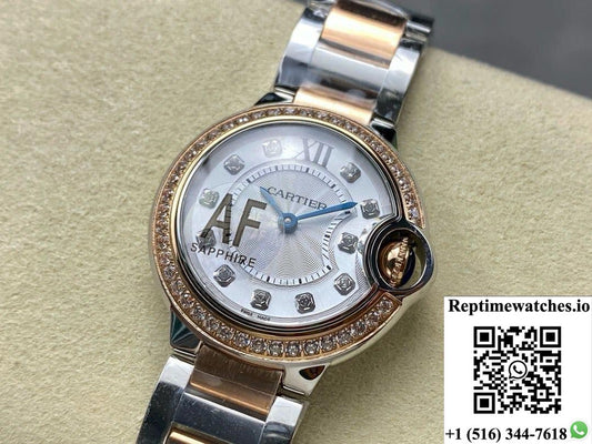 Cartier Blue Balloon W3BB0025 AF Factory with Diamond Hour Markers