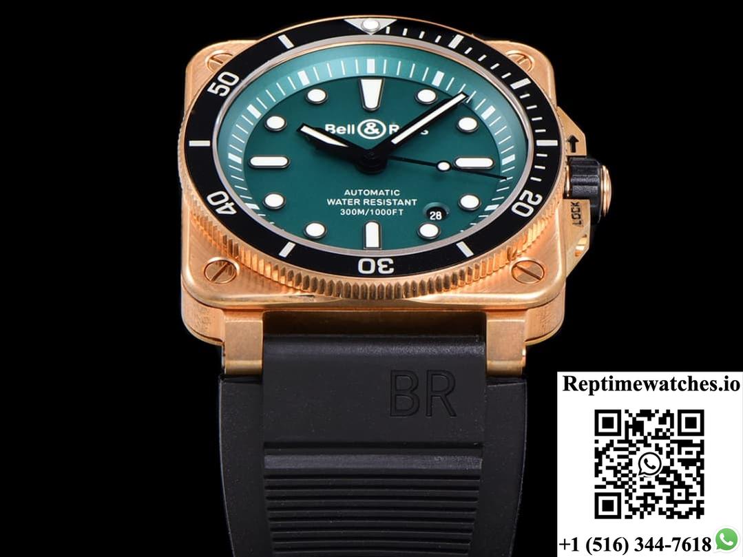 Bell & Ross Instruments BR0392-D-LT-BR-SRB BR factory rubber strap