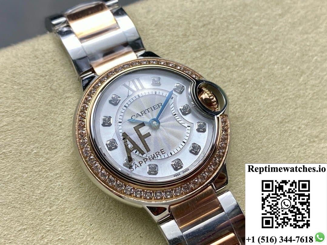 Cartier Blue Balloon W3BB0025 AF Factory with Diamond Hour Markers