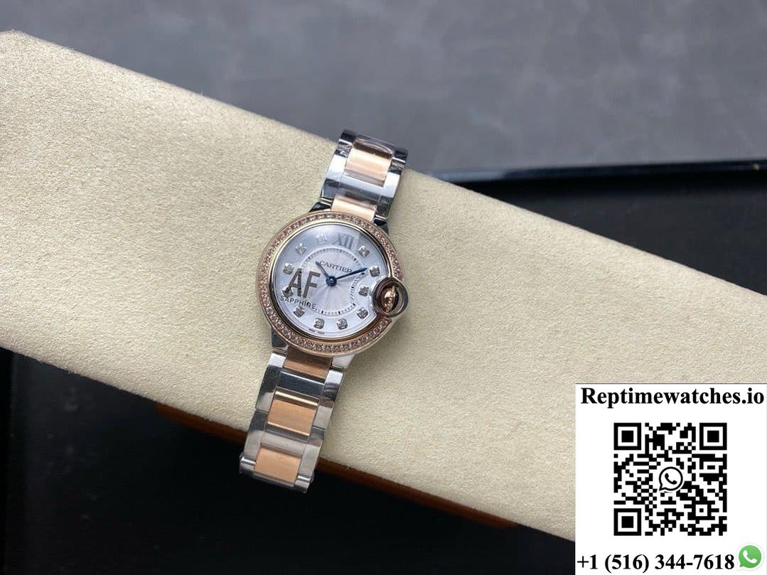 Cartier Blue Balloon W3BB0025 AF Factory with Diamond Hour Markers