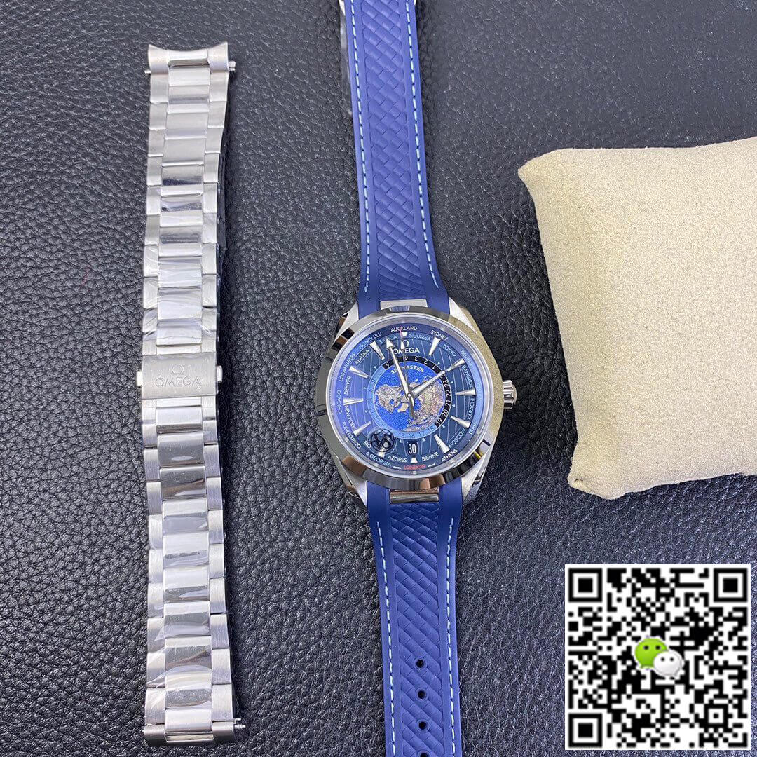 Omega Seamaster Aqua Terra GMT Worldtimer 220.12.43.22.03.001 VS Factory Blue Dial