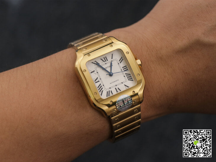 Cartier De Santos WSSA0010 BV Factory 18K Gold White Dial