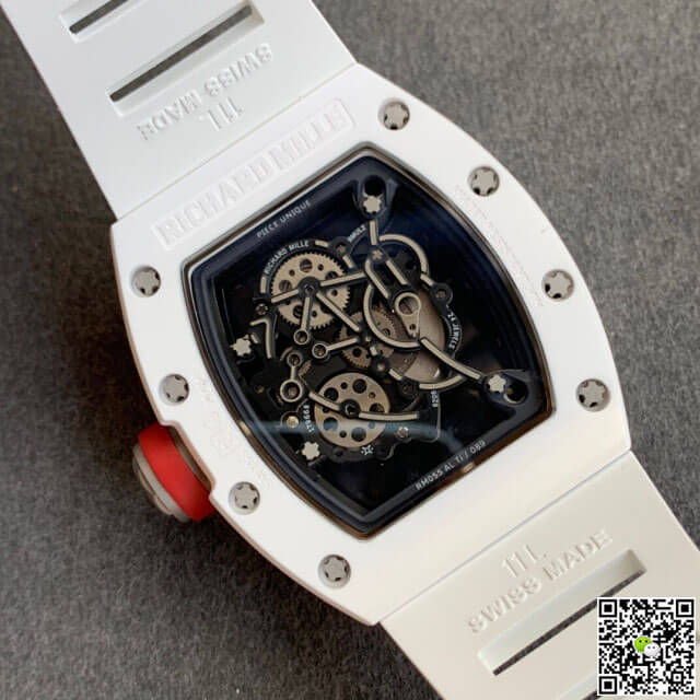 Richard Mille RM055 KV Factory V2 White Ceramic Case Rubber Strap