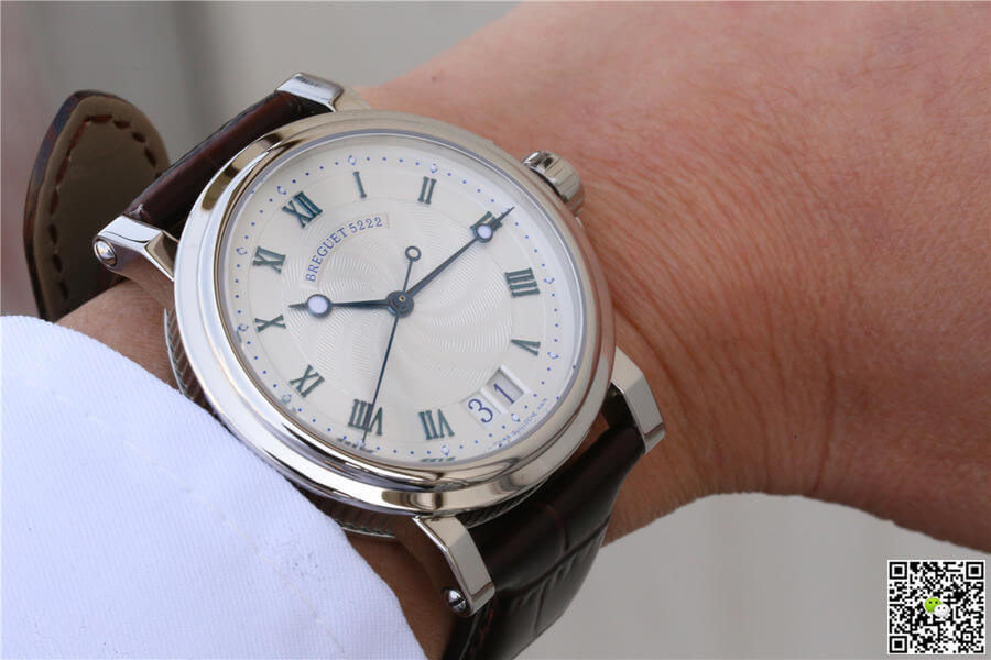 Breguet Marine 5817ST/12/5V8 White Dial Cowhide Strap