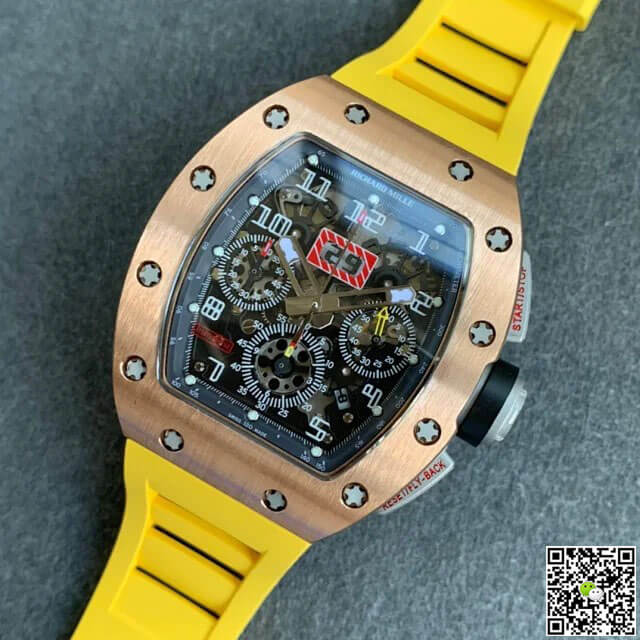 Richard Mille RM011 KV Factory Titanium Yellow Rubber Strap