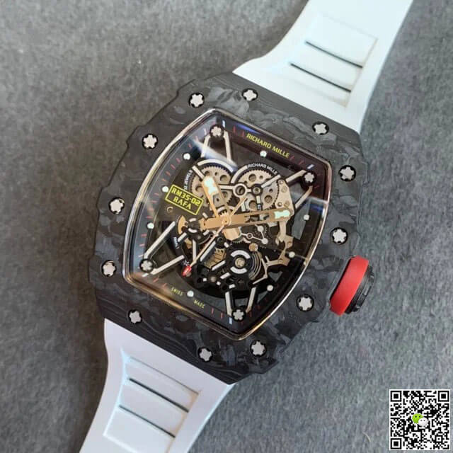 Richard Mille RM35-02 KV Factory V3 Carbon Fiber White Rubber Strap