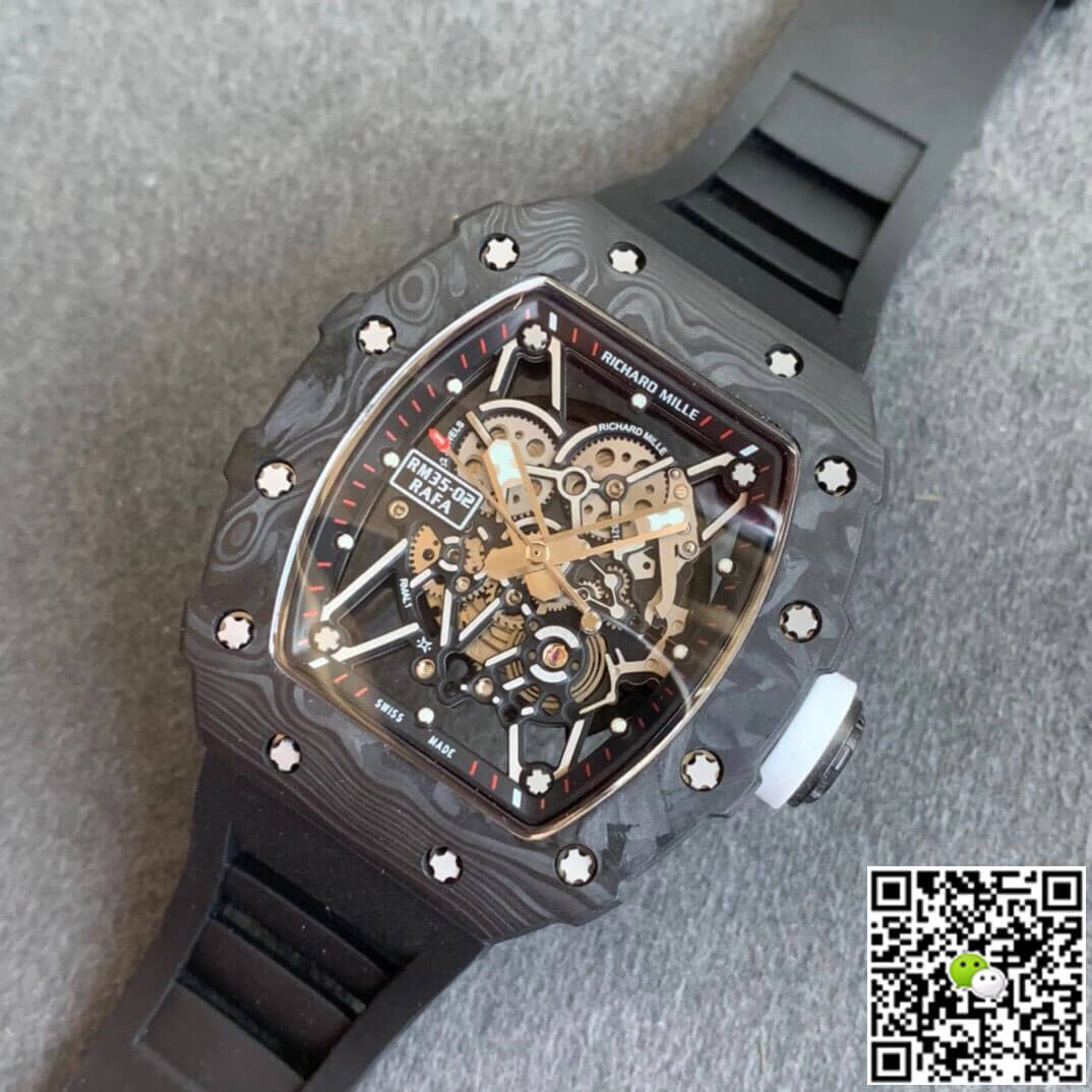 Richard Mille RM035-02 KV Factory Carbon Fiber Black Rubber Strap