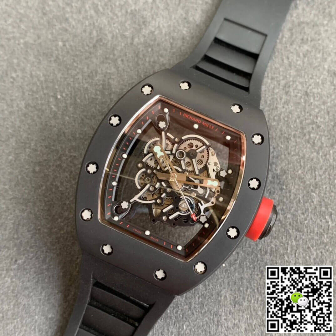 Richard Mille RM055 KV Factory V2 Ceramic Black Rubber Strap