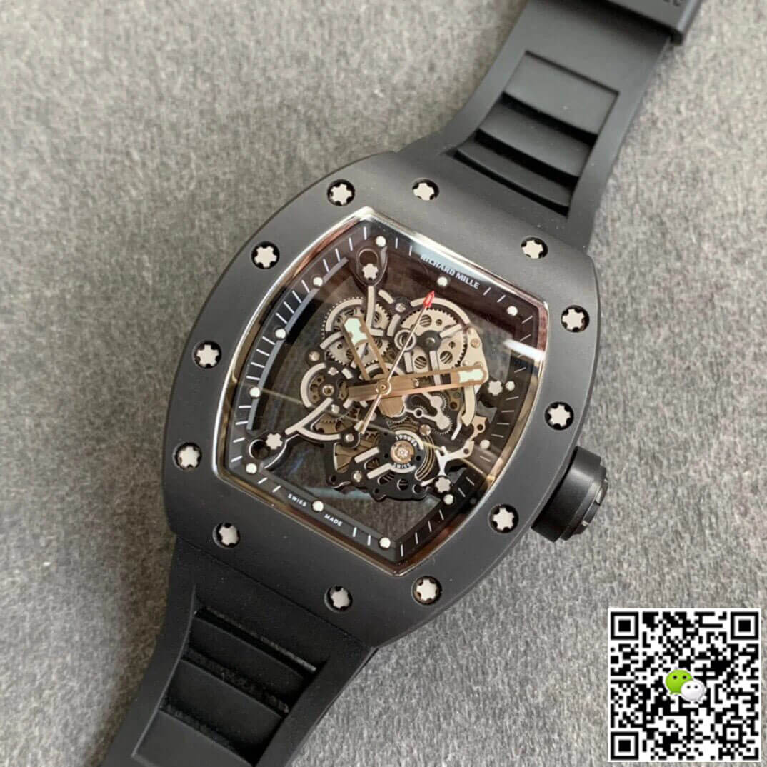 Richard Mille RM055 KV Factory V2 Black Ceramic Rubber Strap