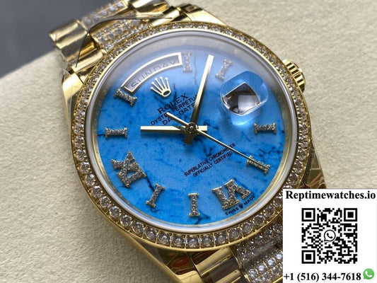 Rolex Day-Date M128348RBR-0038 8+ Factory Diamond Hour Markers