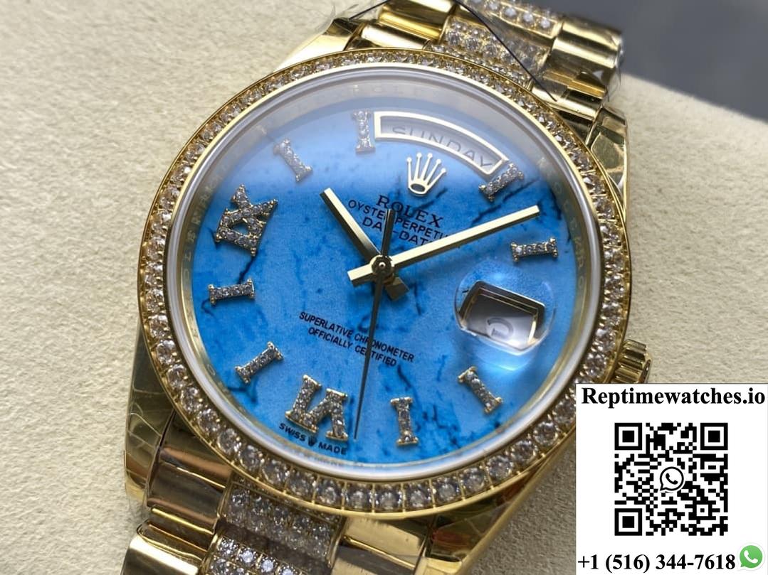 Rolex Day-Date M128348RBR-0038 8+ Factory Diamond Hour Markers