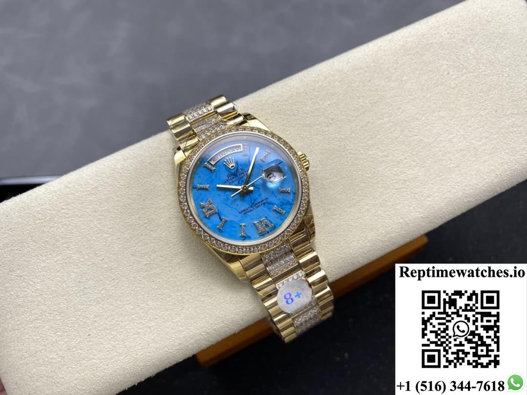 Rolex Day-Date M128348RBR-0038 8+ Factory Diamond Hour Markers