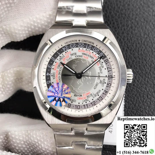 Vacheron Constantin Overseas 7700V/110A-B129 World Time 8F Factory Silver Gray Dial-Rep Time Watches