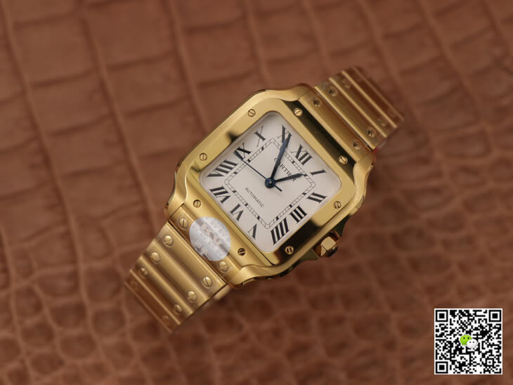 Cartier De Santos WSSA0010 BV Factory 18K Gold White Dial
