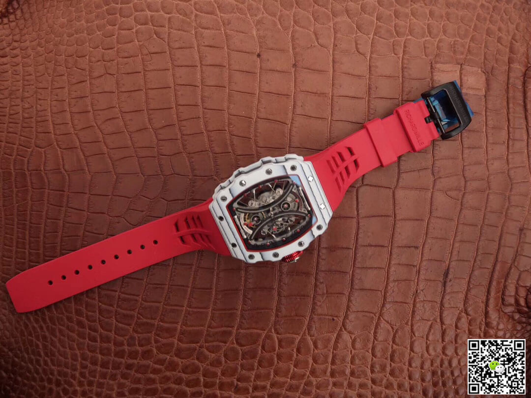 Richard Mille RM53-01 KV Factory White TPT Carbon Fiber Red Strap