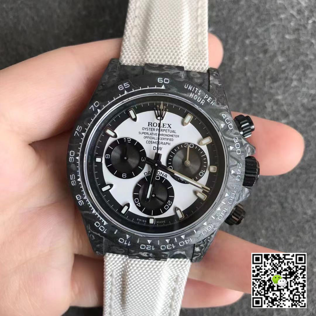 Rolex Daytona Cosmograph Carbon Fiber Diw Customized Version Noob Factory White Dial