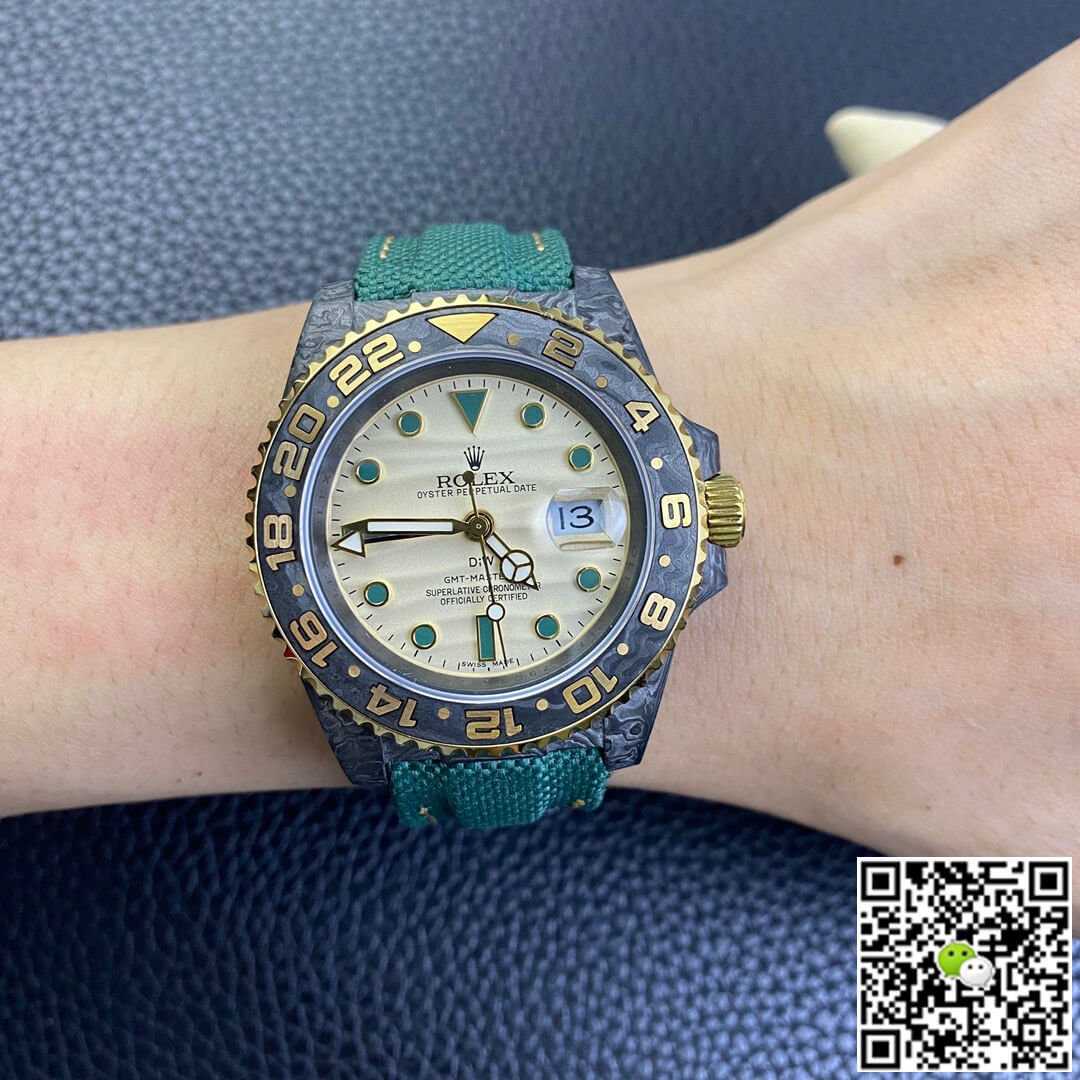 Rolex GMT-MASTER II Diw Carbon Fiber Case Green Fabric Strap