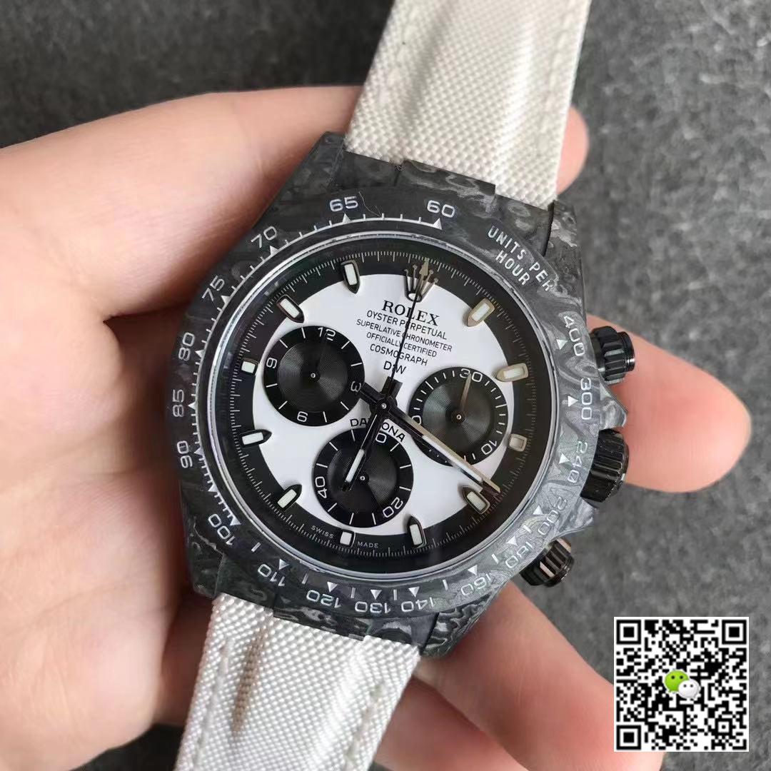 Rolex Daytona Cosmograph Carbon Fiber Diw Customized Version Noob Factory White Dial