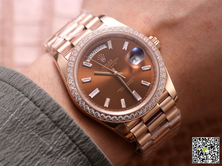 Rolex Day-Date M228345RBR-0006 EW Factory Diamond Chocolate Color Dial