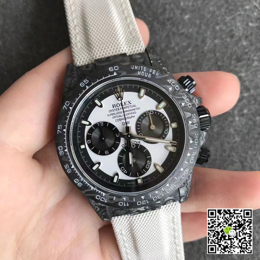 Rolex Daytona Cosmograph Carbon Fiber Diw Customized Version Noob Factory White Dial