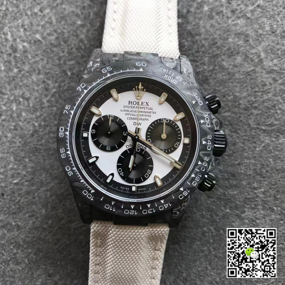 Rolex Daytona Cosmograph Carbon Fiber Diw Customized Version Noob Factory White Dial