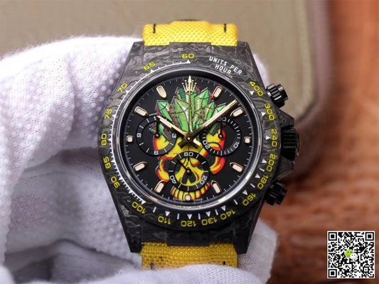 Rolex Daytona Cosmos Chronograph Carbon Fiber Edition Color Skull Dial