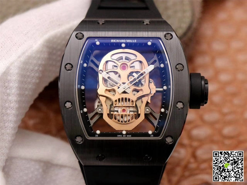 Richard Mille RM052-01 ZF Factory Black Ceramic Rose Gold Skull Dial