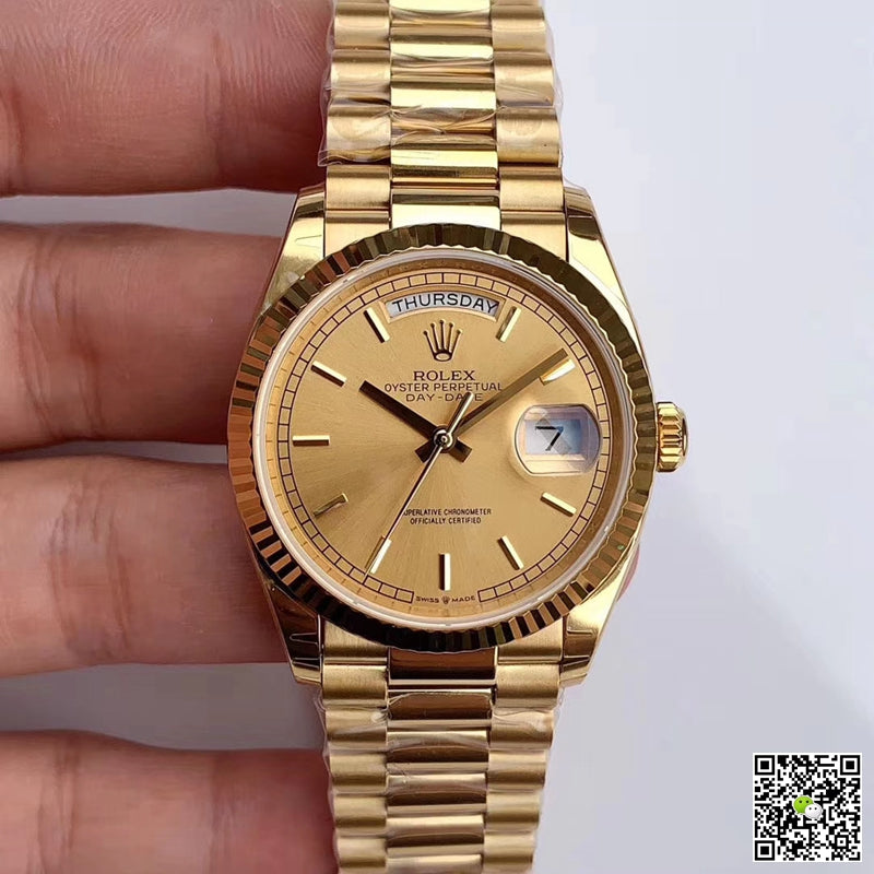Rolex Day-Date M128238-0045 Yellow Gold EW Factory Champagne Dial