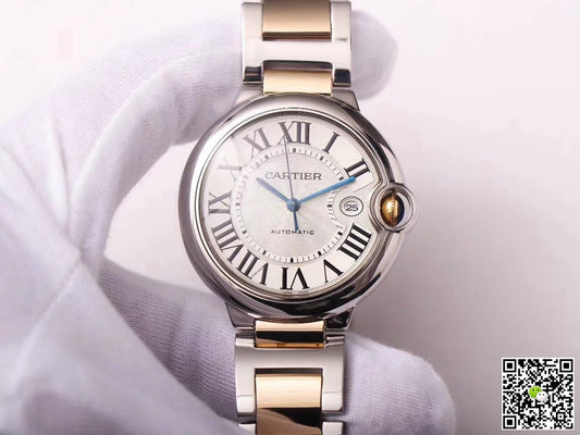 Ballon Bleu de Cartier W69009Z3 Wrap Gold V9 Factory Silver White Dial
