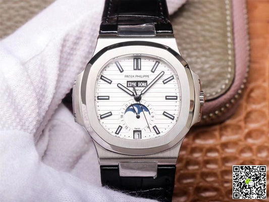 PF Factory Patek Philippe Nautilus 5726/1A-010 Moonphase Black Leather Strap