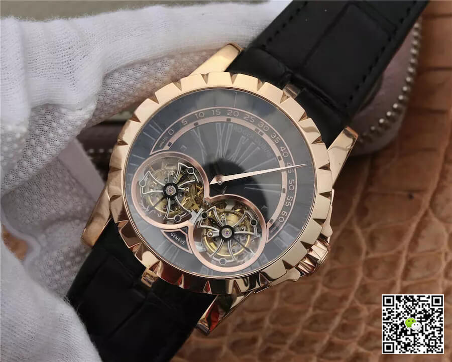 Roger Dubuis Excalibur RDDBEX0280 JB Factory Tourbillon Gold Case Black Dial