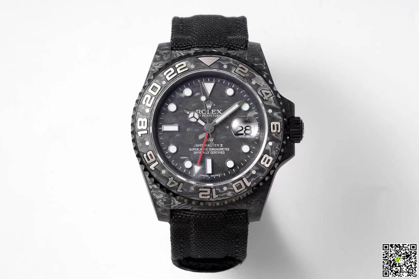 Rolex GMT-MASTER II Diw Carbon Fiber Black Fabric Strap