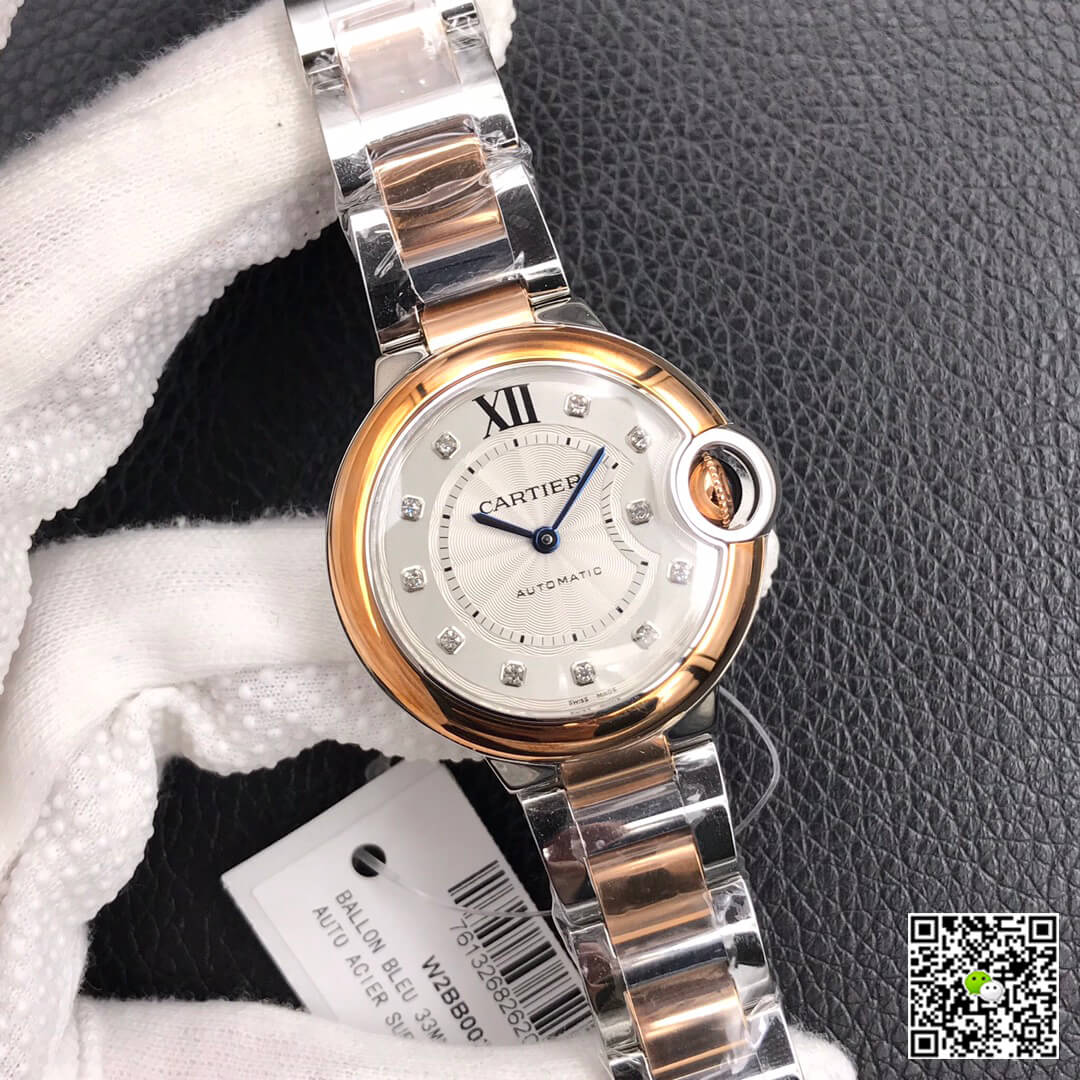 Ballon Bleu De Cartier Ladies 28MM V6 Factory V8 Rose Gold Bezel