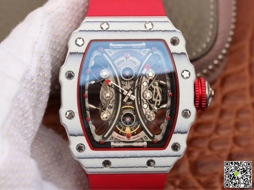 Richard Mille RM53-01 KV Factory White TPT Carbon Fiber Red Strap