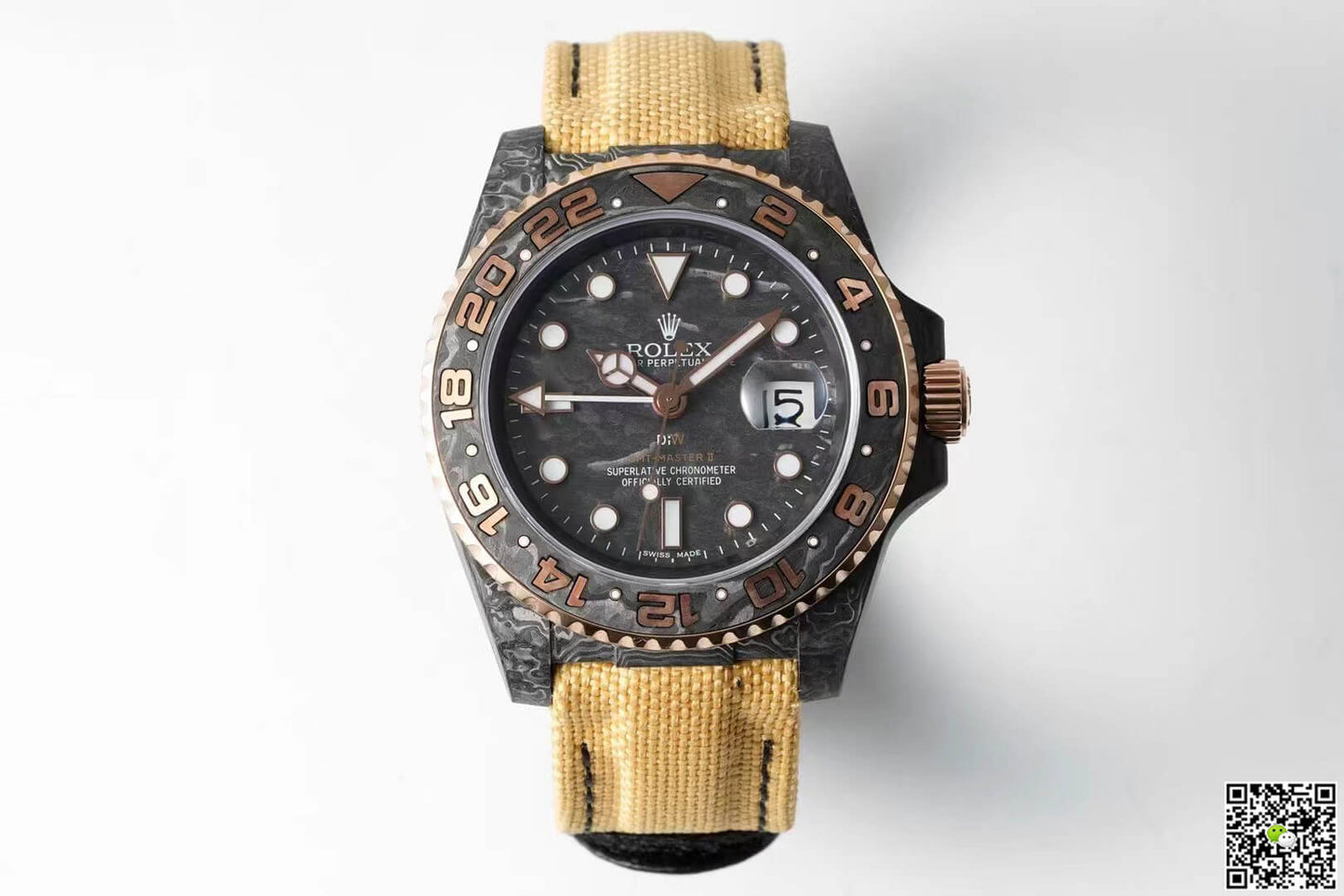 Rolex GMT-MASTER II Diw Carbon Fiber Yellow Fabric Strap