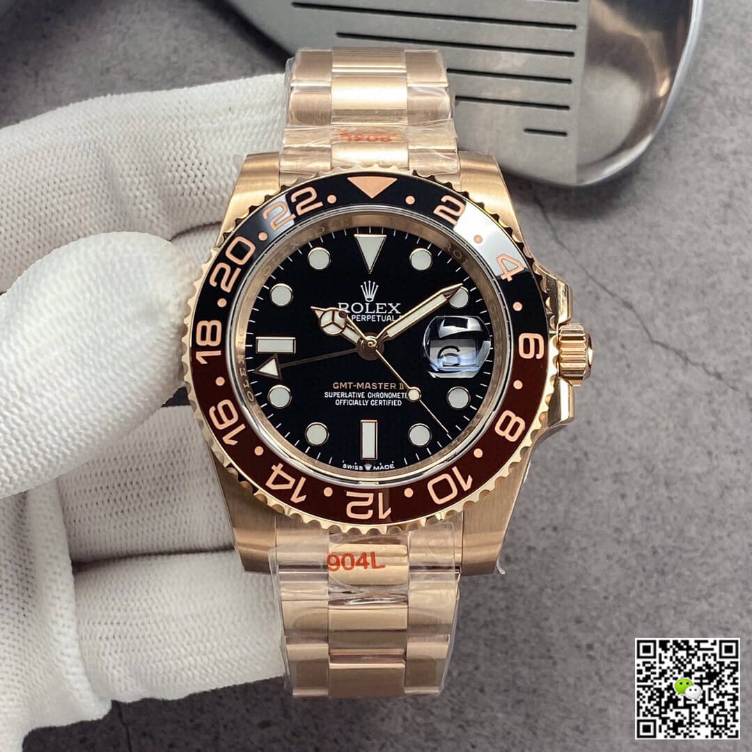 Rolex GMT Master II 126715CHNR-0001 GM Factory Rose Gold Black Dial